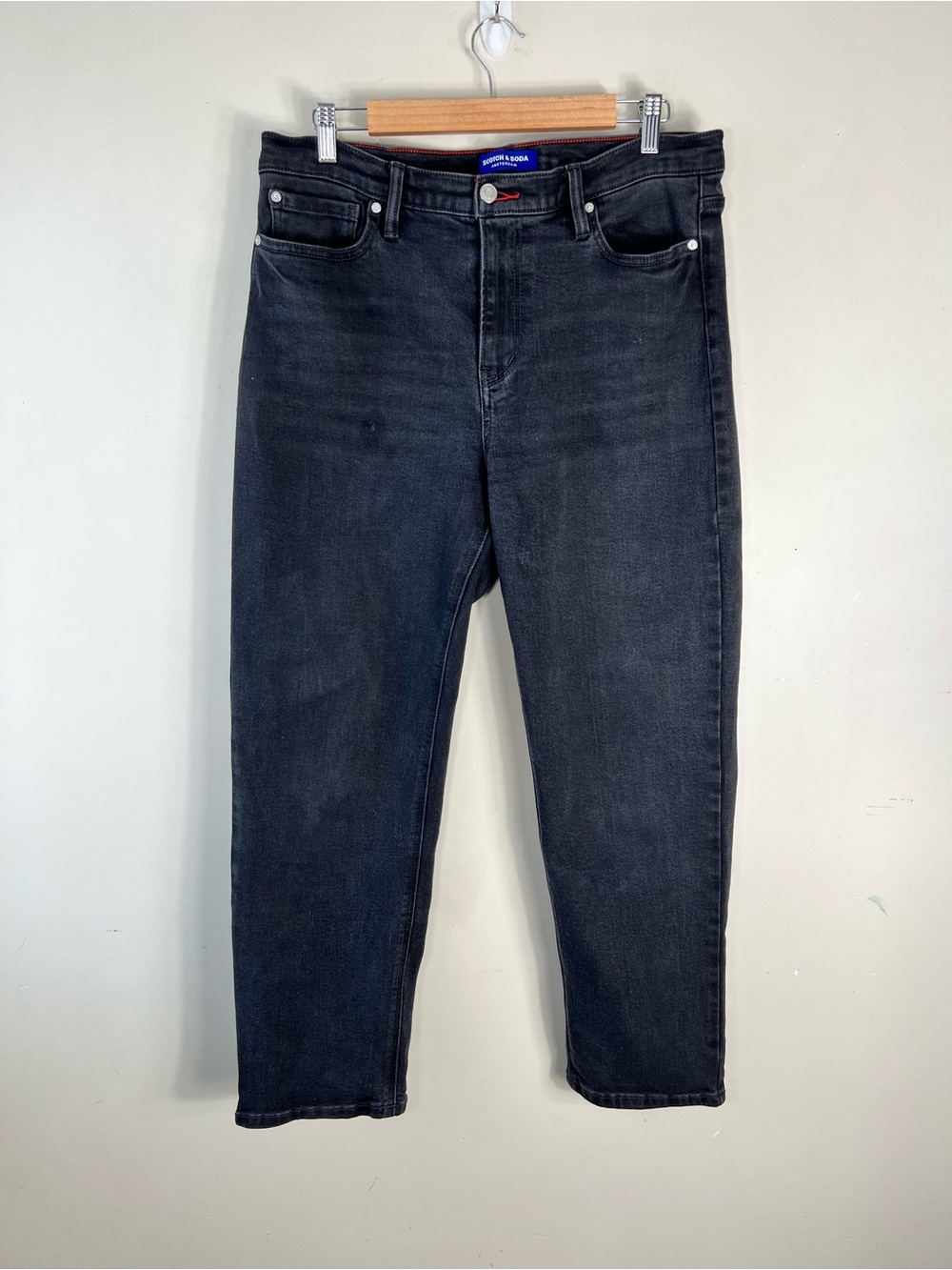 Scotch & Soda Sky straight-fit jeans Women’s Size 12 In Black Night High Rise - Picture 3 of 9